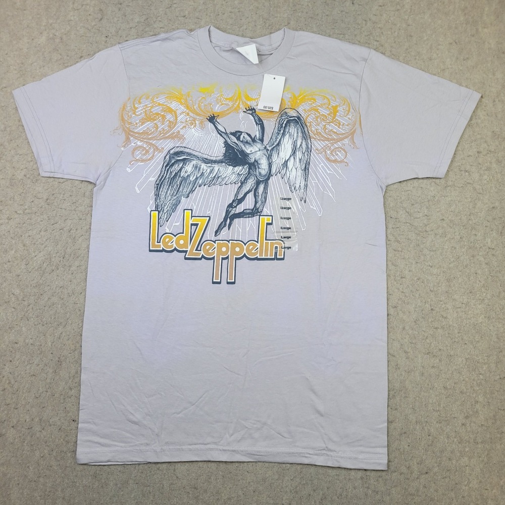 Led Zeppelin‎ Bay Island Sportswear T Shirt Size L Gray Short Sleeve NEW